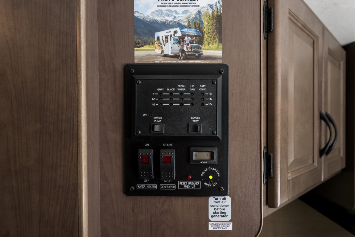 Control panel in Cruise America motorhomes